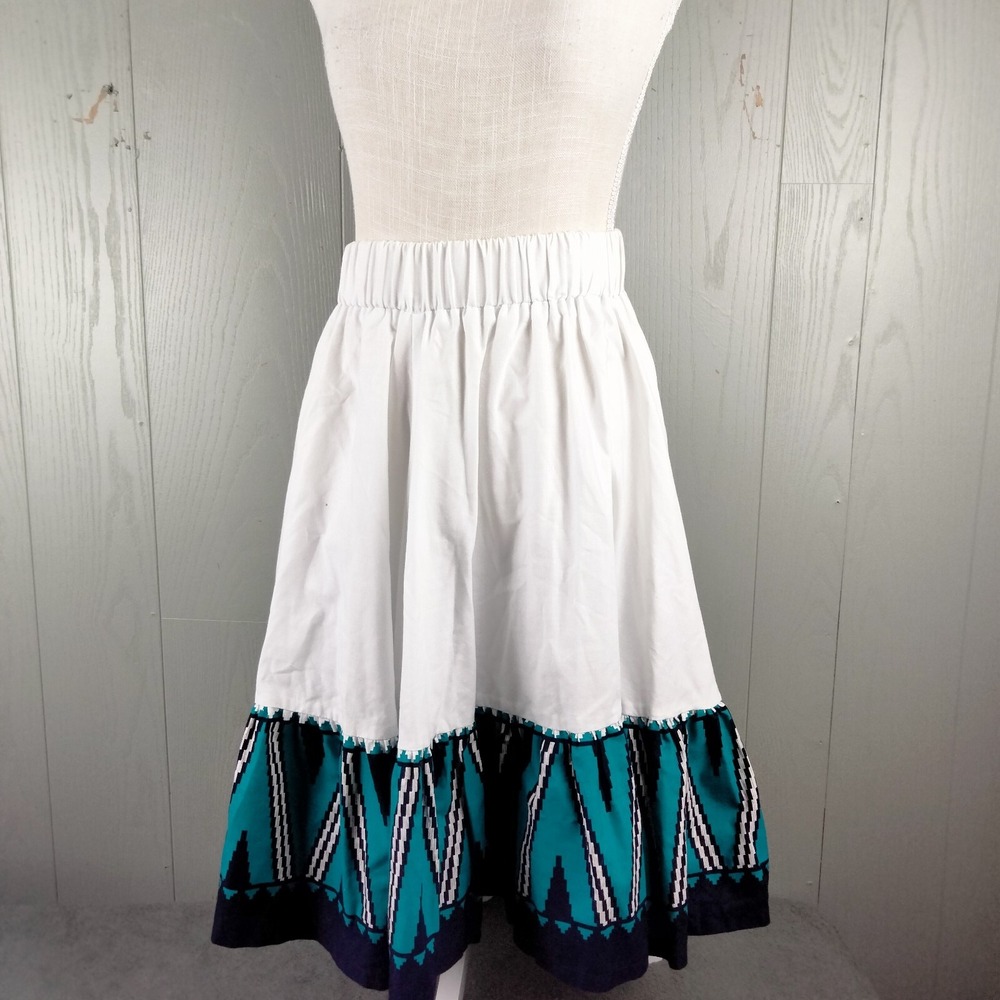 Vintage 80s Square Dancing Skirt S/‎ M White Rodeo Western Rockabilly Swing